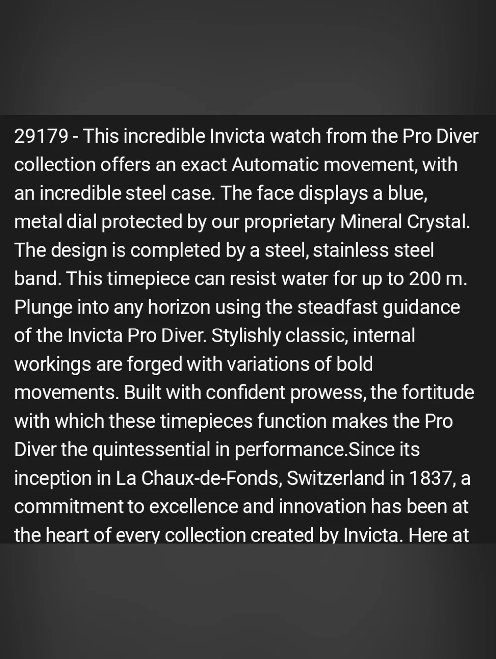 29179 Invicta Mens Automatic Pro Diver 42mm Navigator Vivid Blue Watch Stainless